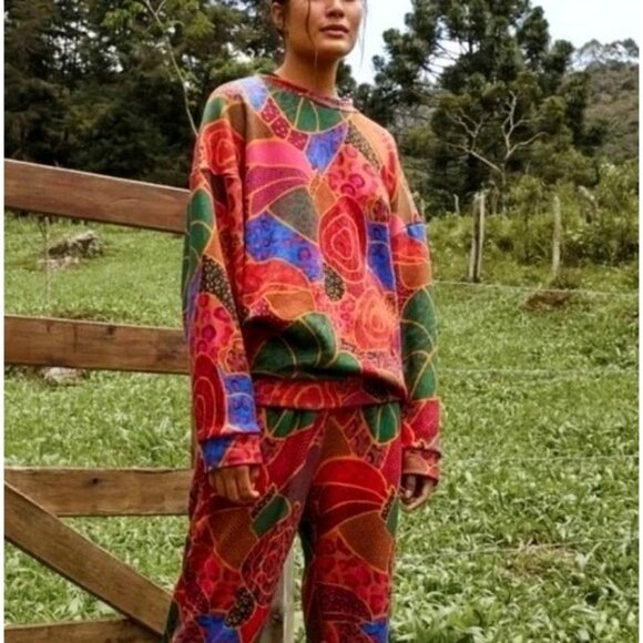 FARM Rio Tops - FARM Rio Sweatshirt S Hideen Animals Beaded Balls ASO TV Colorful Pullover